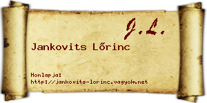 Jankovits Lőrinc névjegykártya